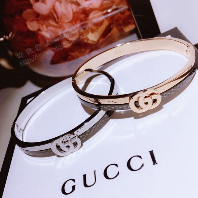 GUCCi飾品 古馳18k琺瑯手鐲 電鍍18k玫瑰金色 Gucci女手鐲  zgbq1143
